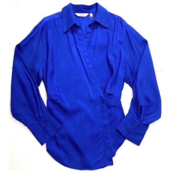 & Other Stories Front Wrap Duo Button Shirt Blouse in Royal Blue Size 2 New - Picture 7 of 9